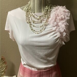 Elegant Pink Floral Embellished Women's Top